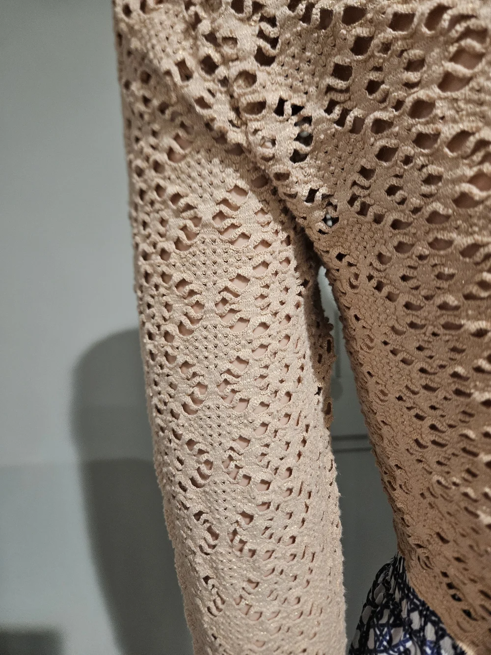 FP Beach Reversible Crochet Knit Long Sleeve Crop Top Beige Size S